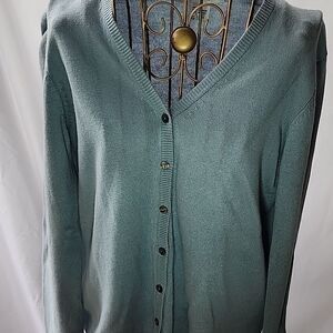 Silk/Cashmere Blue/Gray Cardigan Sweater Mother of Pearl
